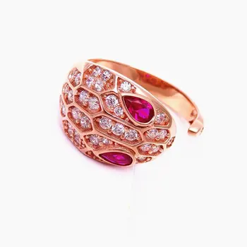 585 лилаво, златно покритие 14 До розово злато, инкрустирани капки вода скъпоценен камък, пръстени за жени в стил пънк уникален чар елегантни и луксозни бижута