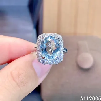 KJJEAXCMY изискани бижута от сребро 925 проба инкрустирани натурални скъпоценни камък crystal Аквамарин новата дама Женски пръстен благородна Подкрепа за Откриване на