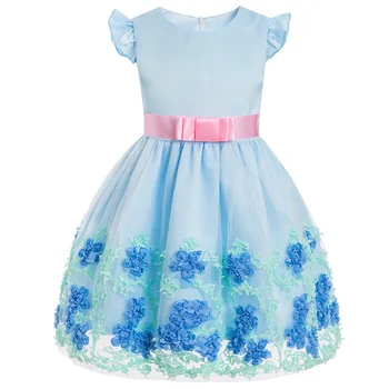 2018 Лятна Рокля на Принцеса с цветя модел за малки Момичета, милото сетчатое бална Рокля, рокли за момичета на Рожден Ден и сватба, дрехи за малките момичета