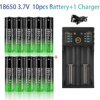 100% 18650 Литиеви батерии, Фенерче 18650 Акумулаторна Батерия 3,7 В 9800 ма за Фенерче + USB Зарядно устройство